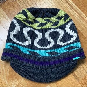 Lululemon Athletica Striped Wool Beanie - Charcoal Gray, Yellow, Turquoise